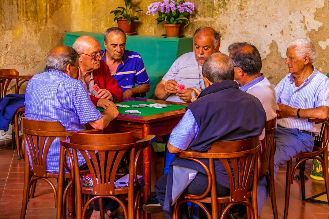 seniors playing cards
