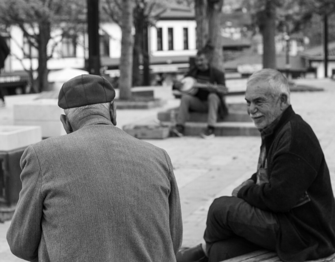 seniors chatting in neighborhood