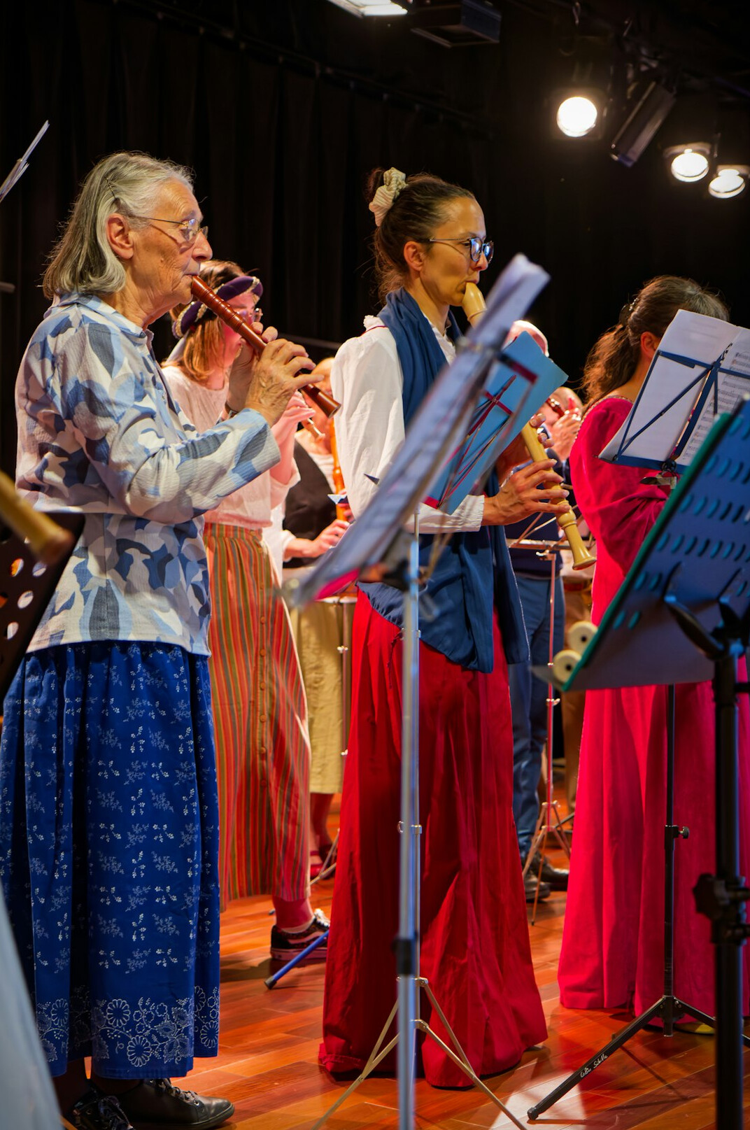 Seniors singing together in a choir group
